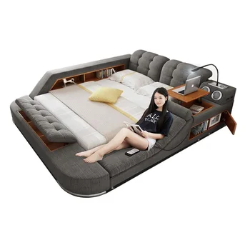 Intelligentne voodi raam, multifunktsionaalne massaaž voodi, ultimate voodi riie/kangas tatami padi voodi koos Bluetooth kõlar