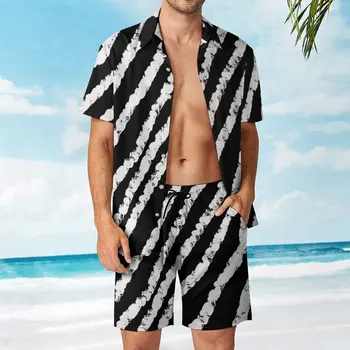 Meeste Beach Ülikond Must Ja Valge Triip 2 2 Tükki Pantdress Vintage lähe Classic