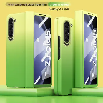 Macaron Kalle Hinge Telefon Case For Samsung Galaxy Z Murra 5 Karastatud Film, Mood Anti-Fingerprint Kaitsev Ümbris