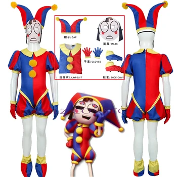 Kõrge Kvaliteediga Pomni Cosplay Bodysuit Anime Tsirkus Kostüüm Ühtne Kombekas ja Müts Mask Pool Mängida Kloun Komplekt Täiskasvanud Laps