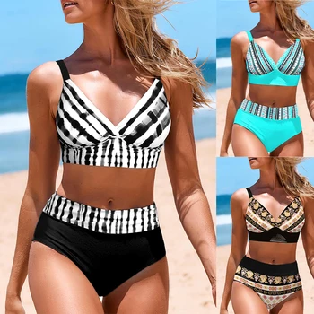 2023 Suvel Kaks Tükis Ujumisriided Beach Sexy Bikini Supelpüksid Set Suvel Naiste Uued Prindi Kaks Tööd Bikini Beach Supelrõivad