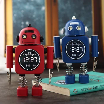Silent Alarm Kell, Digitaalne Ekraan Robot Helendav Õpilane Poisid Ja Tüdrukud-Lapsed Magamistuba Öö Loominguline Metallist Äratuskell