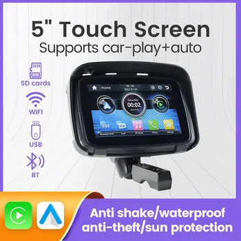 Tomostrong 5 Tolline Kaasaskantav Mootorratta Pühendatud Ekraan IPX7 Veekindel Anti-theft Auto Play Traadita Carplay Android Auto