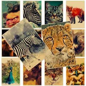 Loomade Seina Maali Kunsti Kass Plakat Klassikaline Prindi Zebra Jõupaber Leopard Seinamaaling Paabulind Pilte Magamistoaga Kodu Kaunistamiseks
