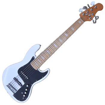 Flyoung Kvaliteedi Valge Electric Bass Kitarril 6 keelt Bass Maple Custom Made Fretboard