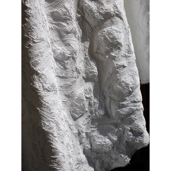 Algne kolmemõõtmeline raske tekstuur polüester jacquard valge plisseeritud kangas, rõivaste disainer riie