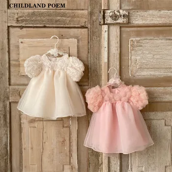 1. Sünnipäeva Baby Kleit Suvel Printsess Üks Aastane Laps Tüdrukute Kleit Riided Lill, Puhvis Varrukad Väikelapse Kleidid Tüdruk