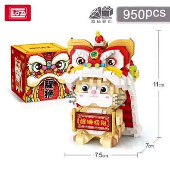 LOZ Mini Plokid Cartoon Hiina Lõvi DIY Hariduslik Mänguasi Väike Tellised Brinquedo Lapsed Kingitus Tüdruk Esitama Uue Aasta 9258