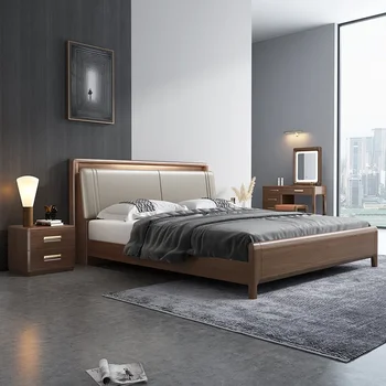 kerge luksus saksa täispuidust voodi 1,8 m lihtne, kaasaegne ülestõstetav väike kahe ladustamise voodi pehme voodi DW6006