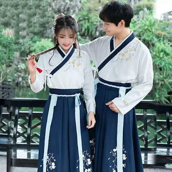 Hiina Kleit Korea Hanfu Valge Sinine Meeste Ja Naiste Kleidid, Hiina Stiilis Cosplay Tikandid Kimono Traditsioonilised Hiina Riided
