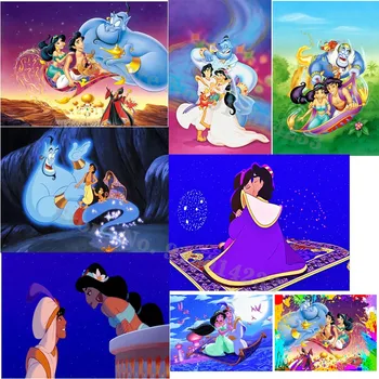 5D Diy Diamond Värvimine Disney Printsess Jasmine Filmi Aladdin ja Magic Lamp Mosaiik Tikandid ristpistes Home Decor