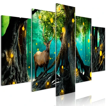 5 Paneelid Hirv Puu Plakatid ja Pildid Maastiku Loomade Lõuend Seina Maali Kunst Pildid elutuba Home Decor Puu Star