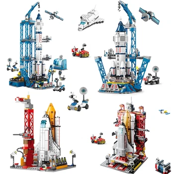 Ruumi Raketi Lennunduse Spaceport Mudel Shuttle Launch Center Ehitusplokid Ehitus Kosmoselaev Tellised Jõulud Mänguasjad