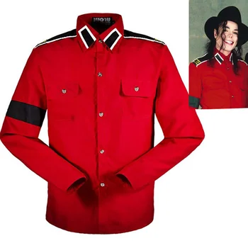 Michael Jackson MJ Punane Retro Fashion CTE Anti-sõja Puuvillane Särk Stitchwork Sark Kogumise Tikandid