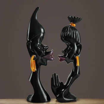 Lovers Skulptuur Teenetemärgi Kaunistused Loominguline Kodu Kaunistamiseks Aafrika Iseloomu Abstraktne Kunst Must Vaik Kuju Pulmad kingitused