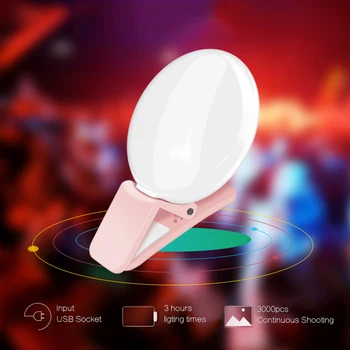 Mini Q Selfie Ringi LED Flash Telefon Objektiivi Valguse USB Laetav Clip Mobiiltelefoni Täitke Lamp Naiste Selfie Tuled