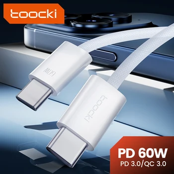Toocki 60w max C-C-Fast Charging Cable Toetada PD60W suure võimsusega saab laadida telefoni/tahvelarvuti/sülearvuti/lüliti.