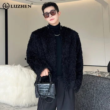 LUZHEN Talvel Meeste Faux Fur Coat korea Elegantne Stiilne Villane Ülerõivad Kõrge Kvaliteedi Street Disain 2023 Trendikas Kampsun, 457e40