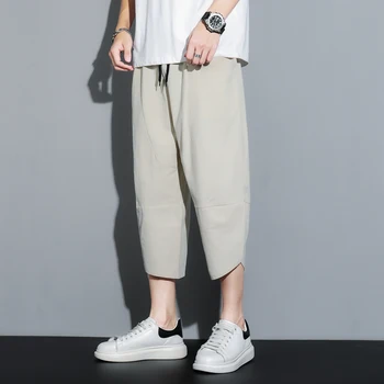Meeste Püksid Puuvillast Voodipesu Mood Vabaaja Püksid (Solid Color Hingav Lahti lühikesed Püksid, Pikad Püksid