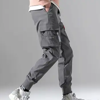 Trendikas Pahkluu Pikkus Hingav Puhta Värvi Spordi-Vabaaja Sirge Joggers Püksid Anti-pilling Mehed Sweatpants Streetwear