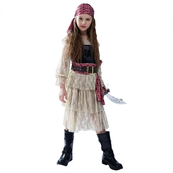 Keskaja Lapsed Tüdrukud Cosplay Laste Pits Piraat Seelikud Kostüümid Halloween Karneval Kleit Üles Varustus Isiku Sünnipäev Fancy Kleit