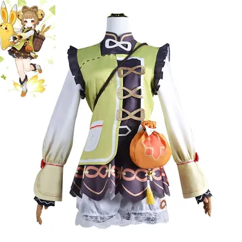 Mäng Genshin Mõju Yaoyao Cosplay Kostüüm Täielik Komplekt