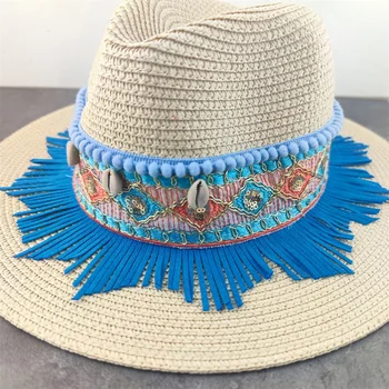 Blue Shell päike müts Nahast Tutt mütsi suvel päikesekaitse mütsil päikesekaitsetoodete stiilis puhkust väljas päike müts õled beach lai nokk müts