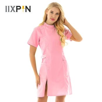 Naiste Naiste Seksikas Õde Kostüüm Sügav Mandarin Krae Arst Cosplay Täiskasvanud Haigla Õde Ühtne Kleit Rolli Mängida Pool Kleit