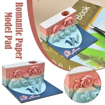 Romantiline RosePaper Skulptuur Lisa Memo Pad 3D-Kunsti Notepad Päev Aastapäeva Kunsti Sünnipäeva Xmas Pulmad Valentine Kingitused N I4A9