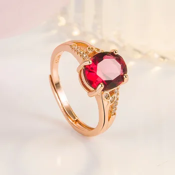 14K Rose Gold Ruby Gemstone Ring Naised Anillos De Punane Ruby Pulm Ansamblid Ruby Anel Gemstone Jewellry Anel Wommen Bizuteria