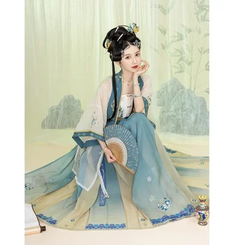 ZhongLingJi Kevadel Ming Dünastia Tikitud Hanfu Kleit 3TK Ülikond Naiste Vintage Printsess Festival Riided Elegantne Haldjas Kleit