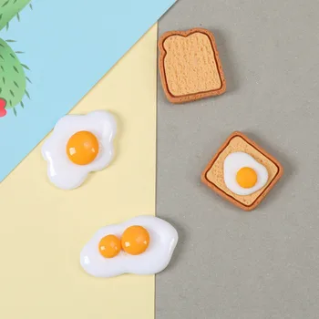 10tk Simulatsiooni Poached Egg Vaik DIY Barrette Käsitöö Mobiiltelefoni Juhul Teenetemärgi Koor Liimi Korter Tagasi Plaaster Manufactu