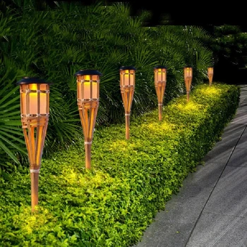 Päikese-Leek Hele Muru Lamp Väljas Veekindel Automaatne on/Off Tuli Rada Led Bambusest Päikese-Aed Leek Tuled