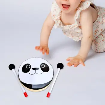 6 tolline Käsi Drum Cartoon Panda Meele Poiss Tüdruk Vanuses 1 2 3 Rütmi Mänguasjad ystävänpäivä Kingitused Lastele Muusika Haridus Mänguasjad