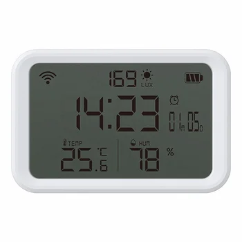 4 1 Tuya Smart Wifi Temperatuur Niiskus Valgustatuse Andur Termomeeter Hygrometer Sensor Ekraan