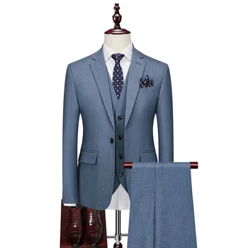 Viimane Mantel Pant Kujunduse Sinine Meeste Ülikond Kõnniteed Smoking Slim Fit 3 Töö Peigmees Pulmas Sobib Meestele Kohandatud Bleiser Terno Masuclino
