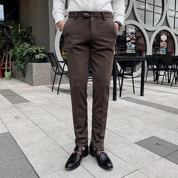 Ülikond Püksid Meestele Kleit Püksid Sügisel Uus Pinstripe Kvaliteetne Äri Casual Fashion Meeste Riided Täies Pikkuses Püksid