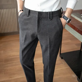 2023 Sügis-Talve Uus Villane Püksid Bränd Meeste Riided Slim Fit Ülikond Püksid Elegantne Meeste Ametliku Püksid Kõrge Kvaliteediga Püksid 28-38