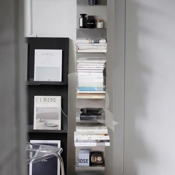 Nähtamatu raamaturiiul, roostevabast terasest korrusel paigaldatud nurgas loominguline seinale paigaldatud ladustamise riiul, multi-layer raamaturiiul