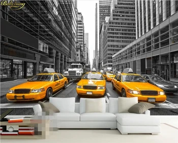 beibehang New Yorgis kollase takso-suur pannoo must ja valge elutuba, magamistuba TV taust 3D tapeet personaliseeritud custom