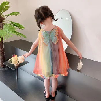 Tüdrukute Kleit Suvel 2023 Uus Laste Rihm Kook Vikerkaar Värviline Moekas Väike Tüdruk Printsess Kleidid Elegantne Disain