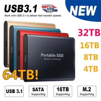 Uus Portable SSD 2TB Väline Solid State Drive 1TB kiire Väline kõvaketas, USB-3.1 Kasutajaliides