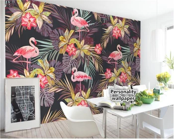 beibehang Custom classic interjööri isikupära esteetiline 3d tapeet flamingolased troopiliste taimede magamistuba taustaks papier peint