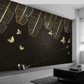 Custom Seinamaaling Tapeet Tänapäeva Referaat Troopilised Golden Banana Leaf Taime-Seina Maali elutoas TV Diivan Loominguline Seina Paberid