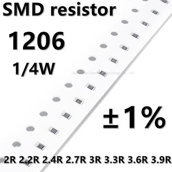 (100tk) 1206 SMD takisti 1% 2R 2.2 R 2.4 R 2.7 R-3R 3.3 R 3.6 R 3.9 R 1/4W kõrgem kvaliteet